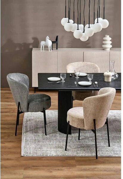 Scaun K590, bej - Cremona 14, stofa catifelata/otel, 55x66x80 cm