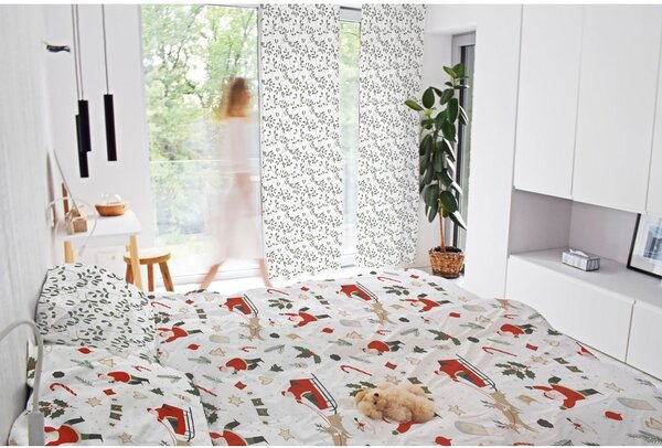 Draperie albă/verde din bumbac satinat 110x250 cm Santa Likes Mistletoe – Butter Kings