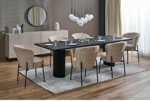 Scaun K590, bej - Cremona 14, stofa catifelata/otel, 55x66x80 cm