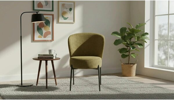 Scaun K590, verde olive - Cremona 38, stofa catifelata/otel, 55x66x80