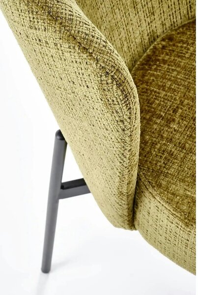 Scaun K590, verde olive - Cremona 38, stofa catifelata/otel, 55x66x80