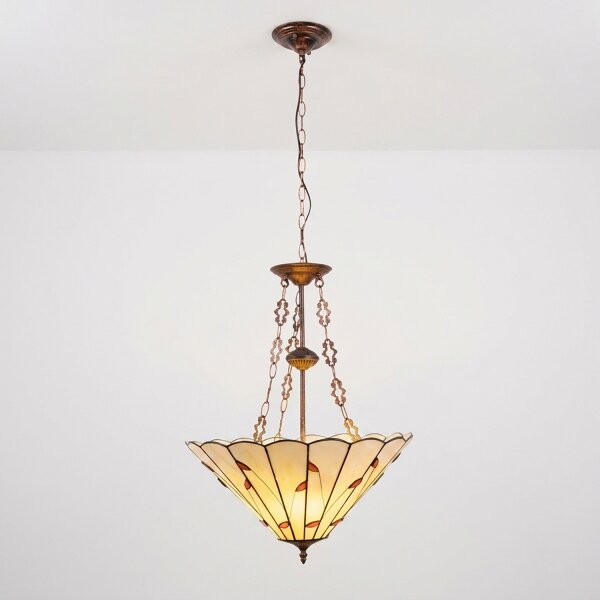 Brilagi - Lustră Tiffany FOLIA, cu vitralii, pe lanț, 3xE27/60W/230V, diam. 50 cm