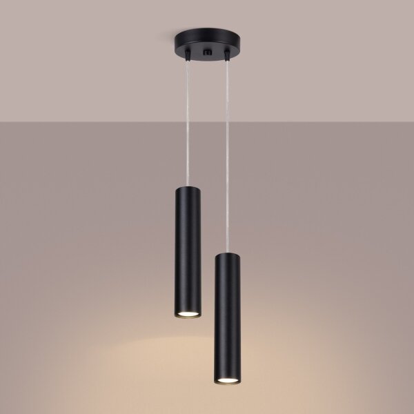 Sollux SL.1869 - Lampă suspendată pe cablu LAGOS, 2x GU10, 10W, 230V, neagră