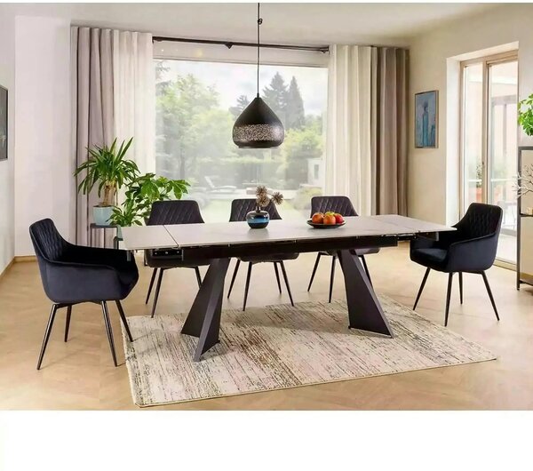 Scaun MARLO, negru - Bluvel 19, stofa catifelata/metal, 55x58x88 cm