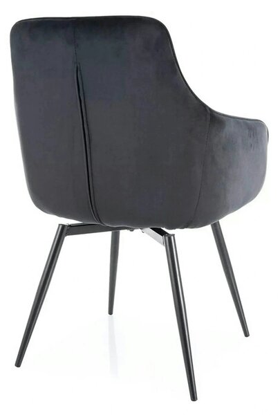 Scaun MARLO, negru - Bluvel 19, stofa catifelata/metal, 55x58x88 cm