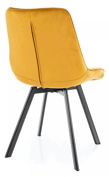Scaun MONTI, galben curry - Bluvel 68, stofa catifelata/metal, 51x44x8