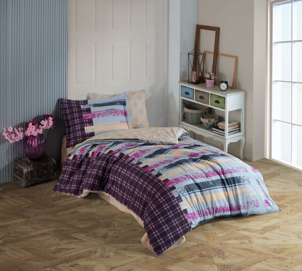 Lenjerie pat 1 persoana poplin percale, Hobby Home, Vivaldi Gri