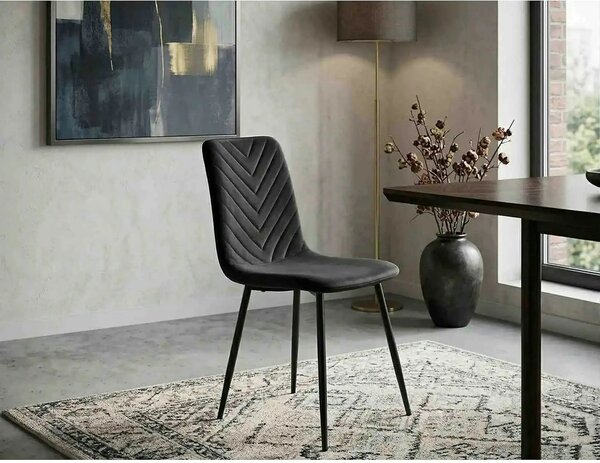 Scaun DAREN, negru - Bluvel 19, stofa catifelata/metal, 45x39x91 cm