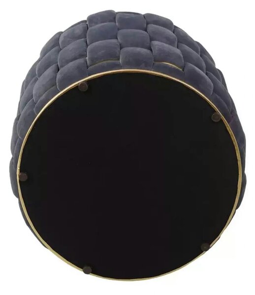 Taburet TIARA, gri/auriu, stofa catifelata, 37x37x42 cm