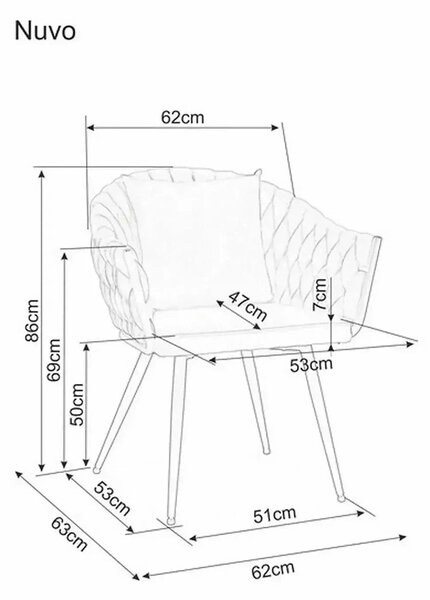 Scaun NUVO, bej inchis - Bluvel 40, stofa catifelata/metal, 62x47x86 c