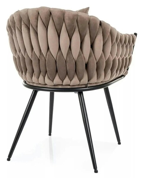 Scaun NUVO, bej inchis - Bluvel 40, stofa catifelata/metal, 62x47x86 c