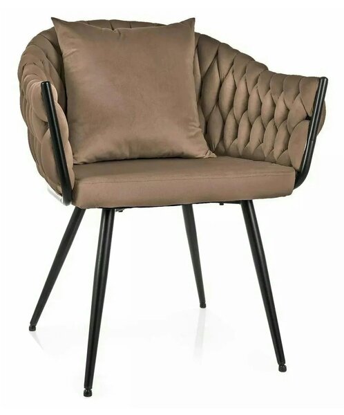 Scaun NUVO, bej inchis - Bluvel 40, stofa catifelata/metal, 62x47x86 c