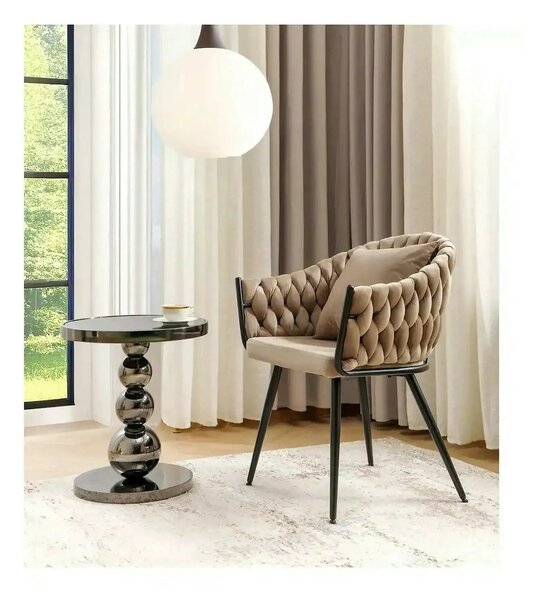 Scaun NUVO, bej inchis - Bluvel 40, stofa catifelata/metal, 62x47x86 c