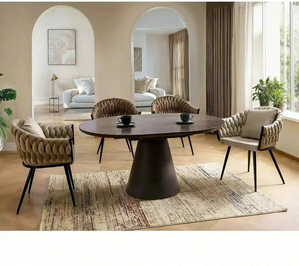 Scaun NUVO, bej inchis - Bluvel 40, stofa catifelata/metal, 62x47x86 c