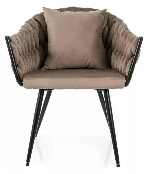 Scaun NUVO, bej inchis - Bluvel 40, stofa catifelata/metal, 62x47x86 c
