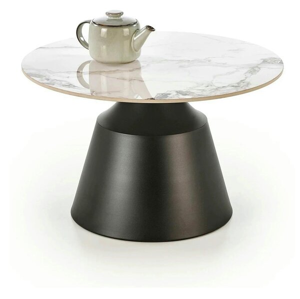 Set 2 masute cafea MAGNETA, alb cu efect de marmura/negru, piatra sint