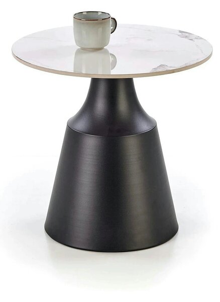 Set 2 masute cafea MAGNETA, alb cu efect de marmura/negru, piatra sint