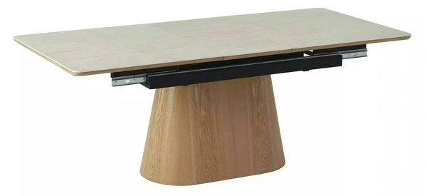 Masa extensibila MONACO, piatra travertin/stejar, 160/200x90x75 cm