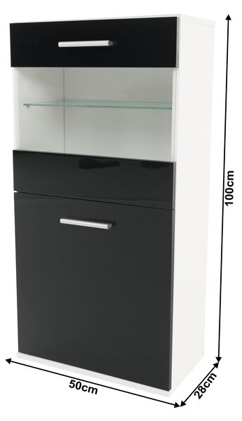 KONDELA Mobilier living, alb/extra strălucire neagră HG, LEO