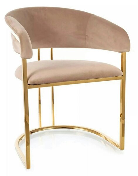 Scaun TULIPE, bej inchis - Bluvel 28, stofa catifelata/metal, 57x64x77