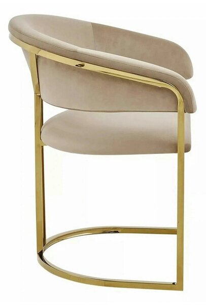 Scaun TULIPE, bej inchis - Bluvel 28, stofa catifelata/metal, 57x64x77