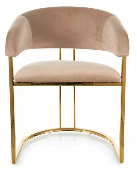 Scaun TULIPE, bej inchis - Bluvel 28, stofa catifelata/metal, 57x64x77
