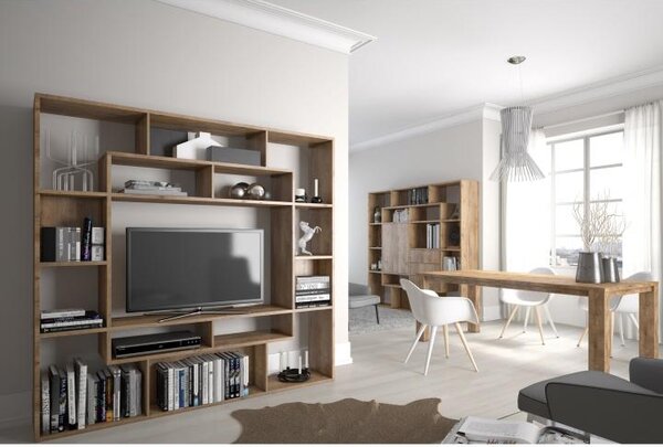 KONDELA Masă extensibilă pentru dining, stejar lefkas închis, 160-203x90 cm, MONTANA STW