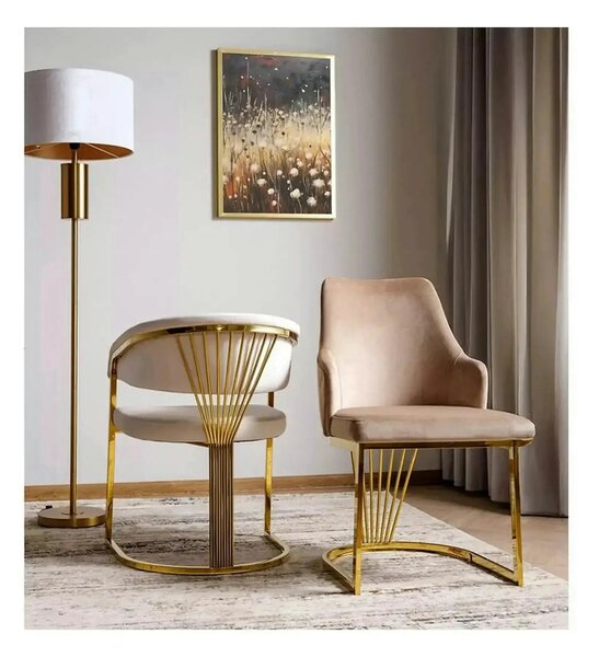 Scaun ALURE, bej inchis - Bluvel 28, stofa catifelata/metal, 52x64x89