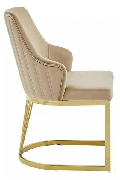 Scaun ALURE, bej inchis - Bluvel 28, stofa catifelata/metal, 52x64x89