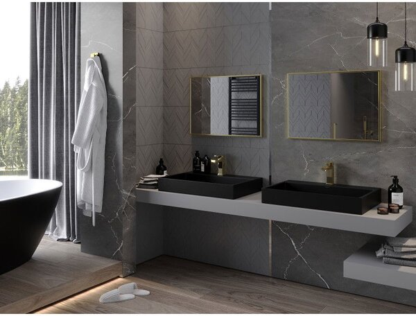 Mexen Loft, oglinda baie dreptunghiulara 70 x 50 cm, culoare rama auriu lucios, 9852-070-050-000-50