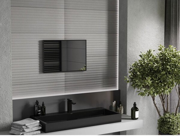 Mexen Loft, oglinda baie dreptunghiulara 60 x 40 cm, culoare rama negru mat, 9852-060-040-000-70
