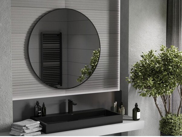 Mexen Loft, oglinda baie rotunda 100 cm, culoare rama negru mat, 9850-100-100-000-70