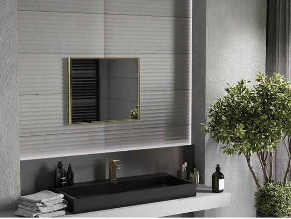 Mexen Loft, oglinda baie dreptunghiulara 60 x 50 cm, culoare rama auriu lucios, 9852-060-050-000-50