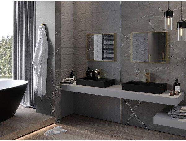 Mexen Loft, oglinda baie dreptunghiulara 60 x 50 cm, culoare rama auriu lucios, 9852-060-050-000-50
