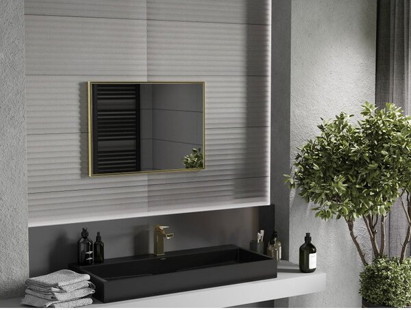 Mexen Loft, oglinda baie dreptunghiulara 70 x 50 cm, culoare rama auriu lucios, 9852-070-050-000-50