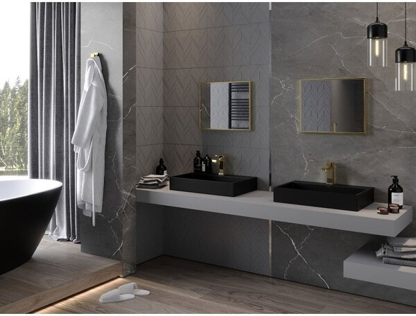 Mexen Loft, oglinda baie dreptunghiulara 50 x 40 cm, culoare rama auriu lucios, 9852-050-040-000-50