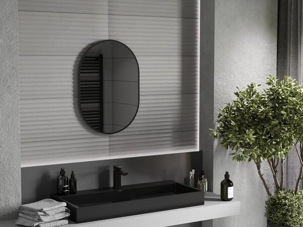 Mexen Loft, oglinda baie ovala 70 x 50 cm, culoare rama negru mat, 9851-070-050-000-70