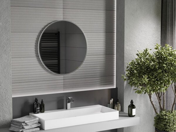 Mexen Loft, oglinda baie rotunda 70 cm, culoare rama otel periat, 9850-070-070-000-10