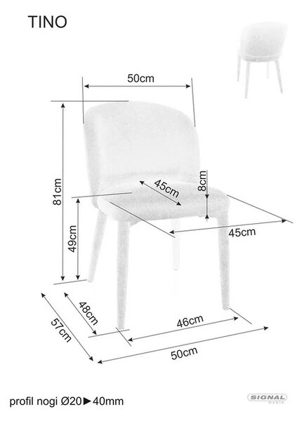Scaun TINO, bej - Wind 82, stofa clasica, 50x57x81 cm