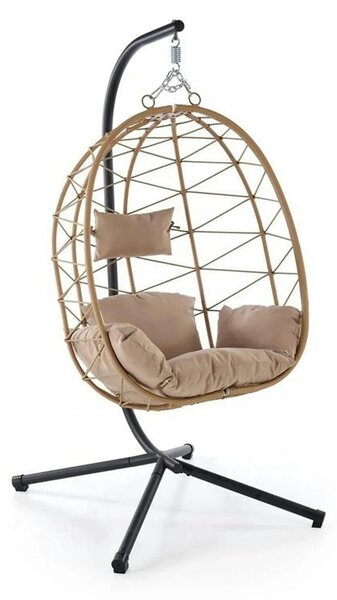Balansoar gradina SNAKE, stejar/negru, ratan/otel, 90x100x191 cm