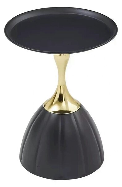 Masuta cafea PIANA, negru/auriu, metal, 38x50 cm