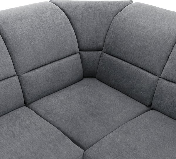 KONDELA Colţar extensibil, material textil gri, model dreapta, SANTIAGO