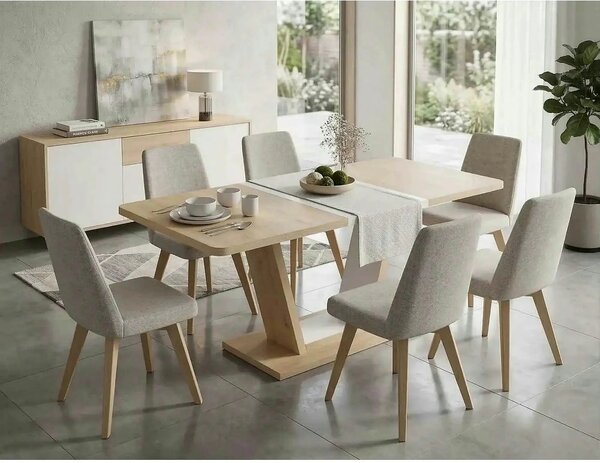 Masa extensibila NIGEL, stejar/casmir, PAL laminat, 120/160x80x76 cm