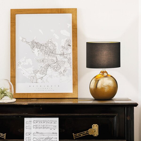 FISCHER & HONSEL Lampa de masă Foro, bronz/negru, înălțime 39 cm, Bronz / Alamă Veche, Camera de zi / sufragerie, Ceramică, Modern