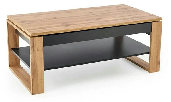 Masuta cafea BETTY, stejar artisan/negru, PAL laminat, 120x65/92x50/72
