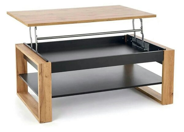 Masuta cafea BETTY, stejar artisan/negru, PAL laminat, 120x65/92x50/72