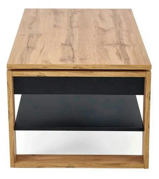 Masuta cafea BETTY, stejar artisan/negru, PAL laminat, 120x65/92x50/72