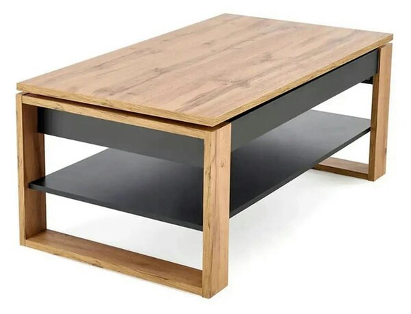 Masuta cafea BETTY, stejar artisan/negru, PAL laminat, 120x65/92x50/72