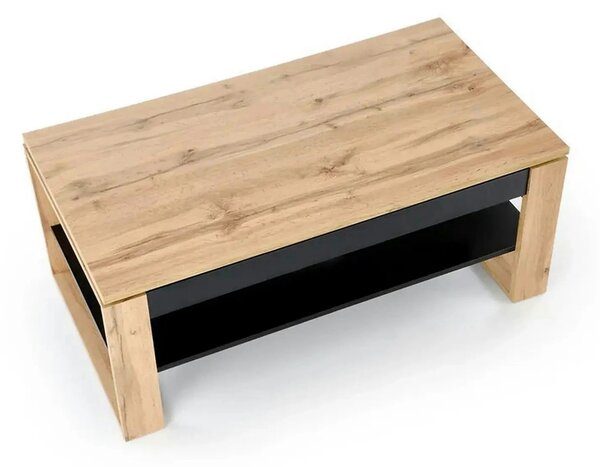Masuta cafea BETTY, stejar artisan/negru, PAL laminat, 120x65/92x50/72