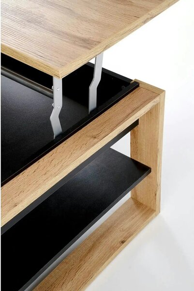 Masuta cafea BETTY, stejar artisan/negru, PAL laminat, 120x65/92x50/72